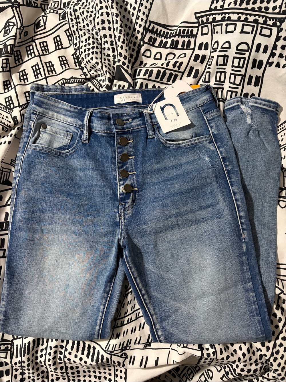 High-Rise Button-Fly Junior’s Skinny Jeans - Medium Blue